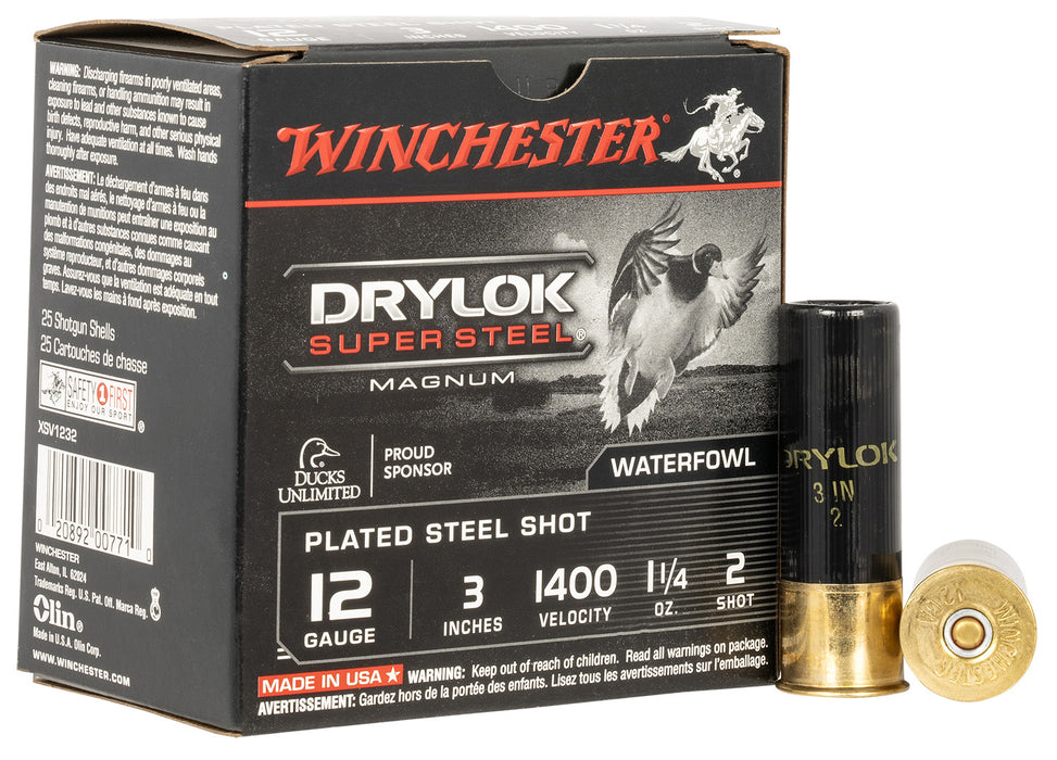 Winchester Ammo XSV1232 DryLock Super Magnum 12 Gauge 3" 1 1/4 oz 1400 fps 2 Shot 25 Bx/10 Cs