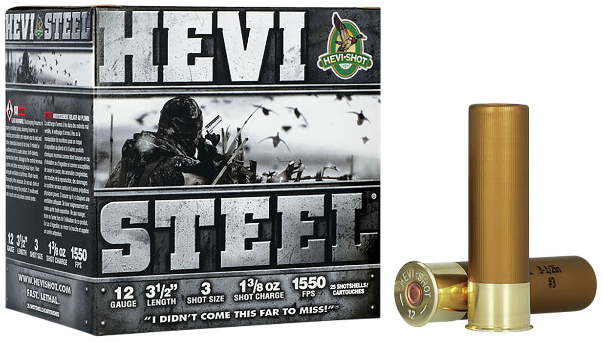 HEVI-Shot HS65003 Hevi-Steel  12 Gauge 3.50" 1 3/8 oz 1550 fps 3 Shot 25 Bx/10 Cs