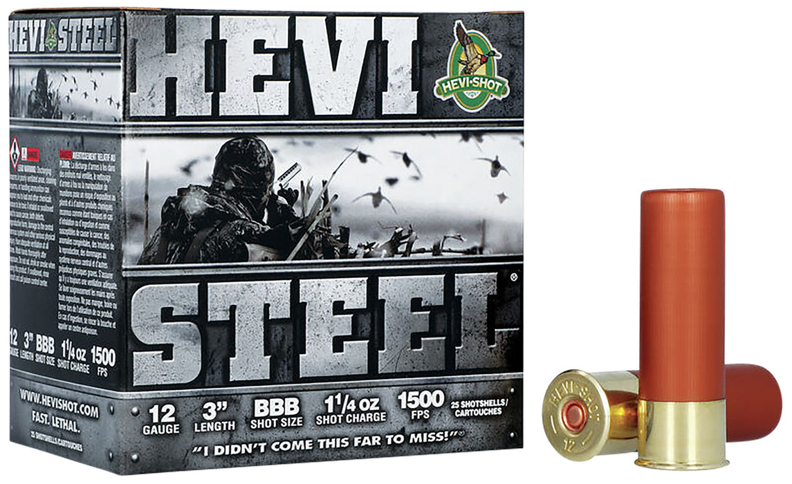 HEVI-Shot HS60888 Hevi-Steel  12 Gauge 3" 1 1/4 oz 1500 fps BBB Shot 25 Bx/10 Cs