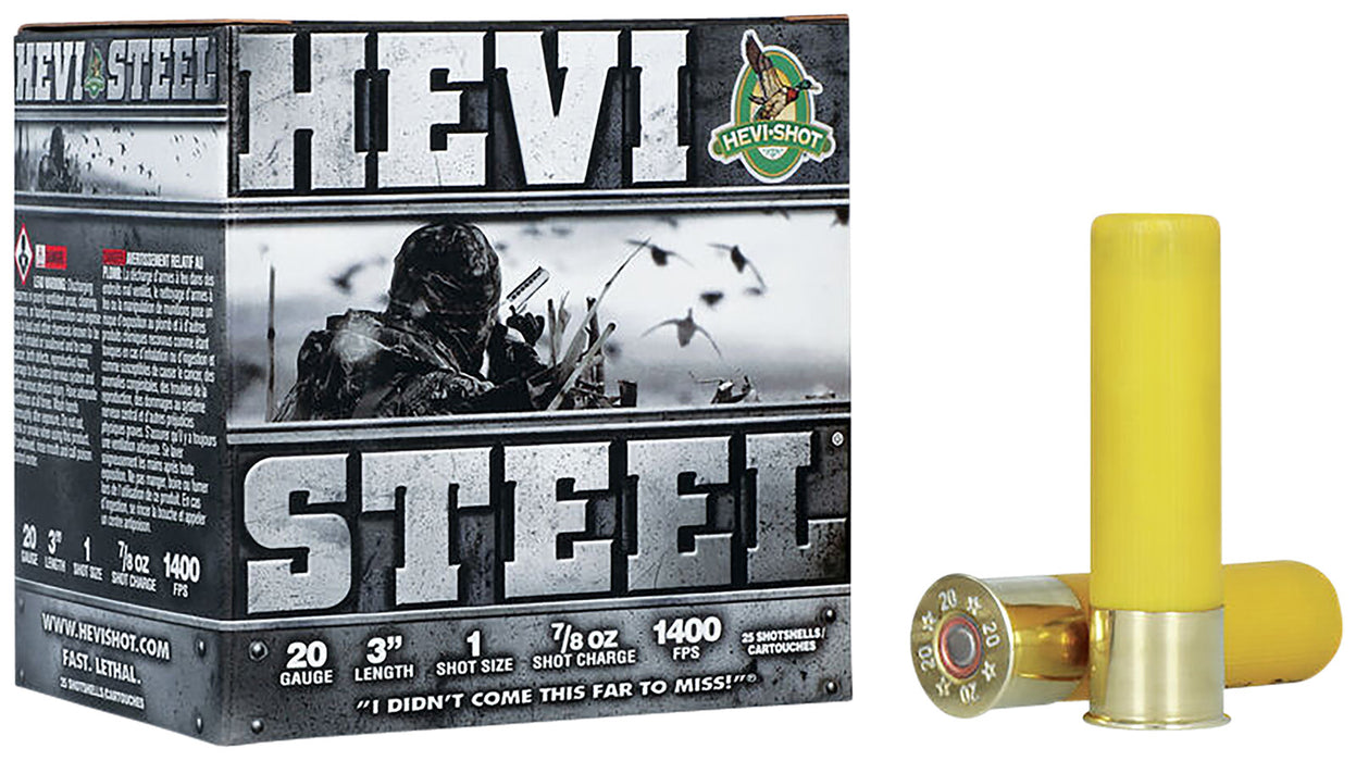 HEVI-Shot HS62001 Hevi-Steel  20 Gauge 3" 7/8 oz 1400 fps 1 Shot 25 Bx/10 Cs