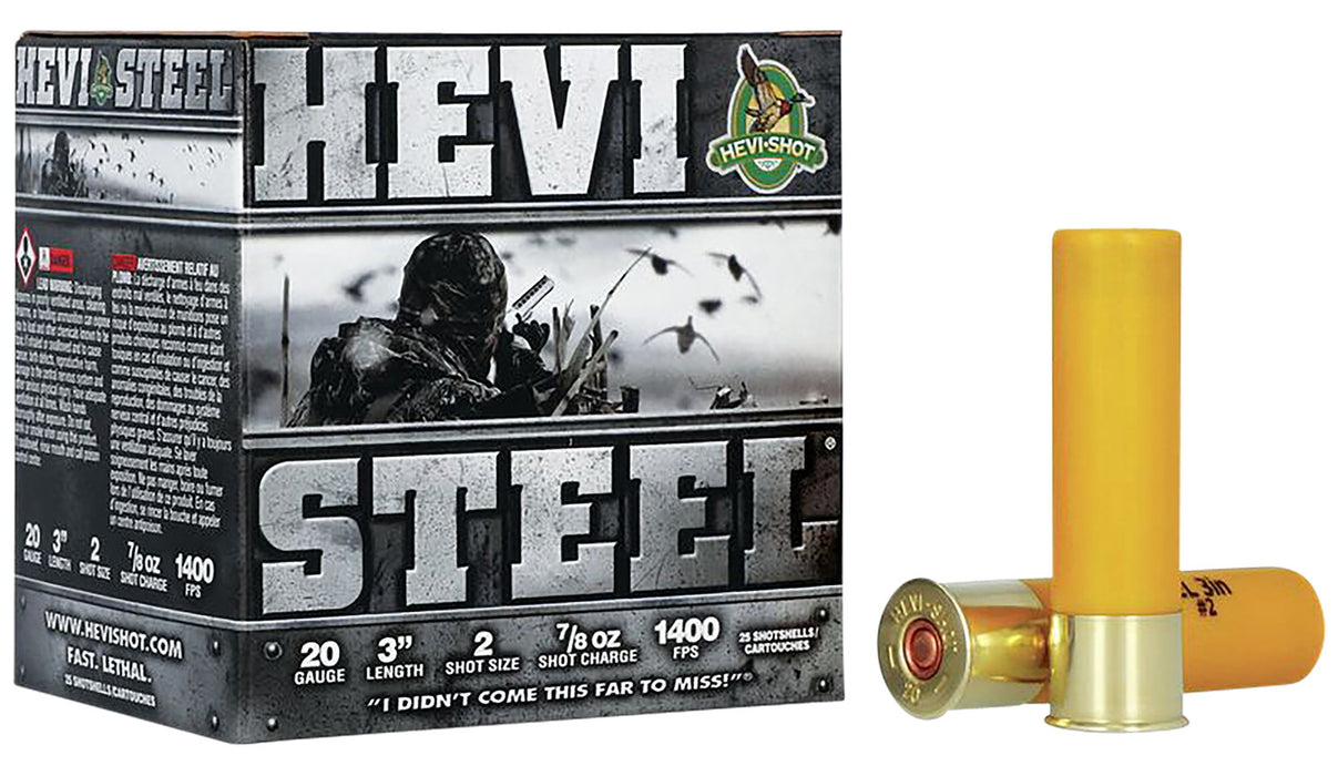 HEVI-Shot HS62002 Hevi-Steel  20 Gauge 3" 7/8 oz 1400 fps 2 Shot 25 Bx/10 Cs