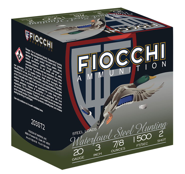 Fiocchi 203ST2 Speed Steel  20 Gauge 3" 7/8 oz 2 Shot 25 Per Box/10 Cs