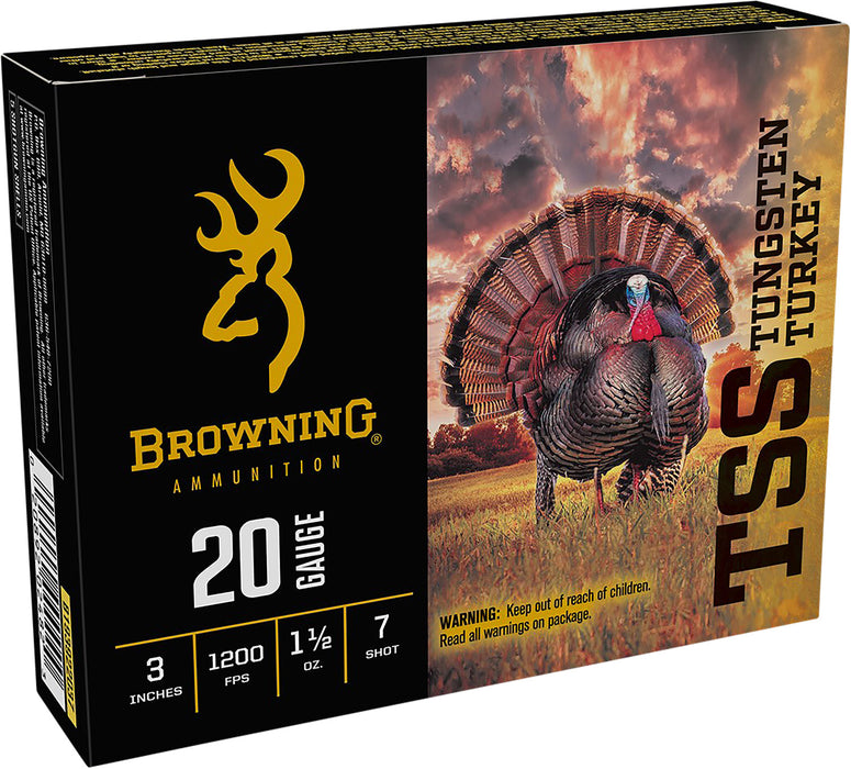 Browning Ammo B193922037 TSS Turkey 20 Gauge 3" 1 1/2 oz 7 Shot, Tungsten Super Shot 1200 fps 5 Bx/10 Cs