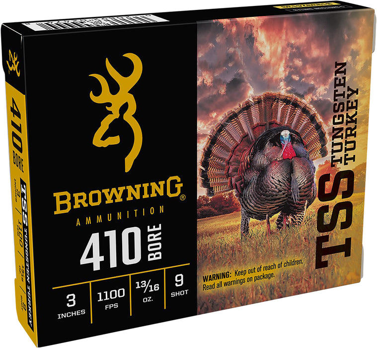 Browning Ammo B193924139 TSS Turkey 410 Gauge 3" 13/16 oz 9 Shot, Tungsten Super Shot 1100 fps 5 Bx/10 Cs