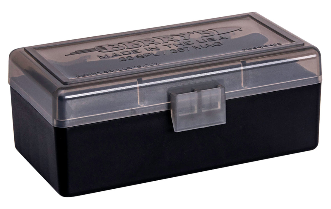 Berry's 92948 Ammo Box  38 Special/ 357 Mag Smoke/Black Polypropylene 1.70" L x 0.40" 50rd