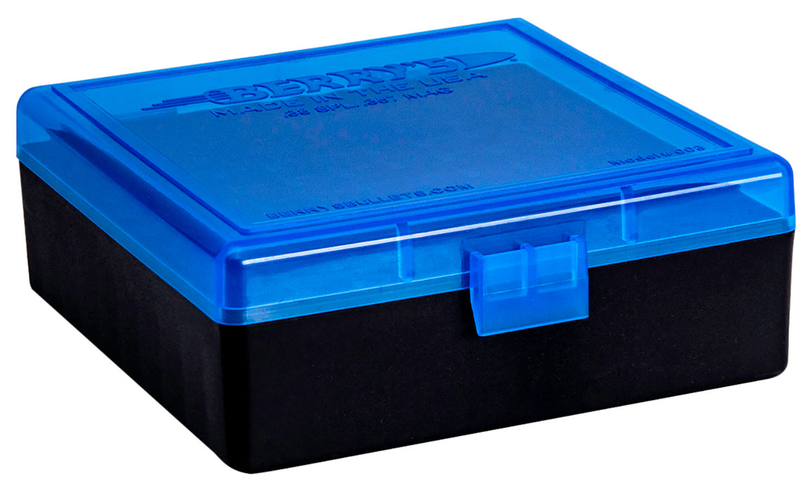 Berry's 95182 Ammo Box  38 Special/ 357 Mag Blue/Black Polypropylene 1.68" L x 0.40" 100rd