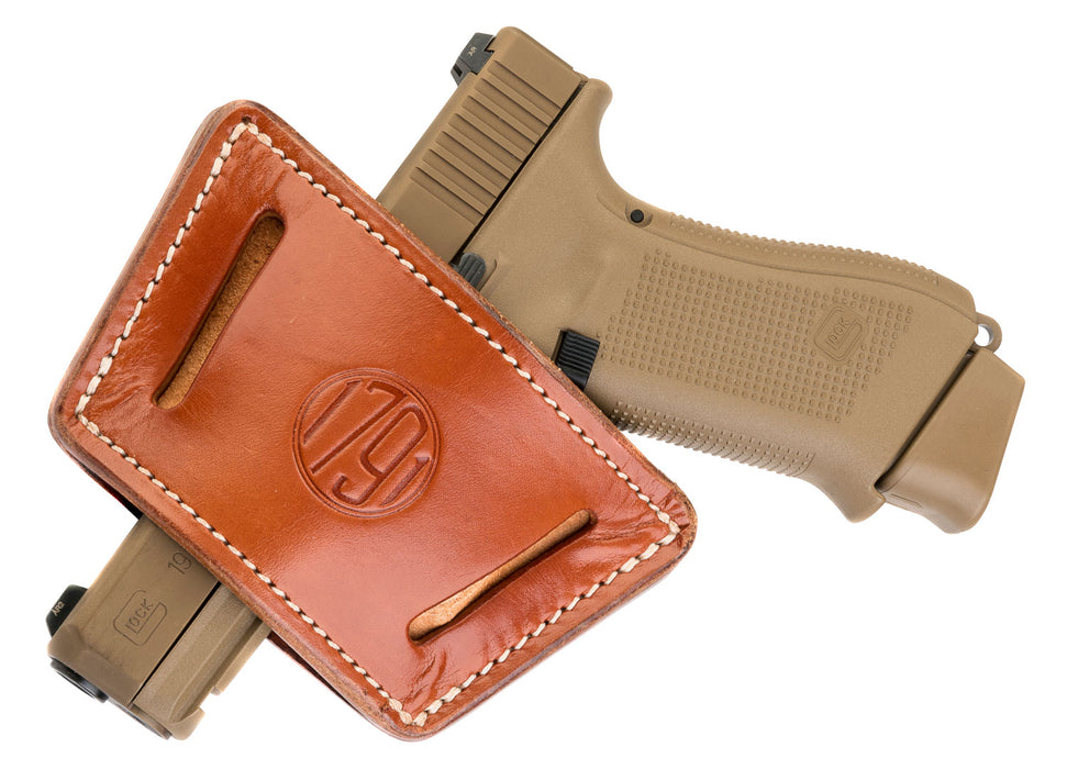 1791 Gunleather UIWCBRA UIW  IWB/OWB Classic Brown Leather Belt Clip Fits Most Small-Mid Frame Autos Ambidextrous