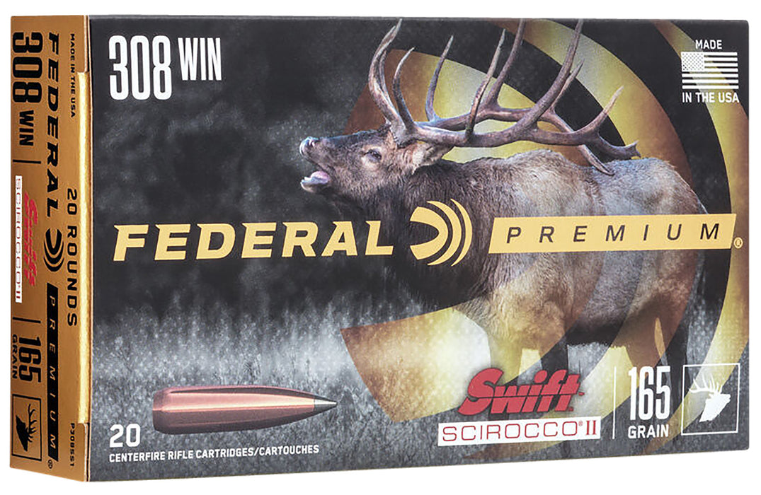 Federal P308SS1 Premium  308 Win 165 gr Swift Scirocco II 20 Per Box/10 Cs