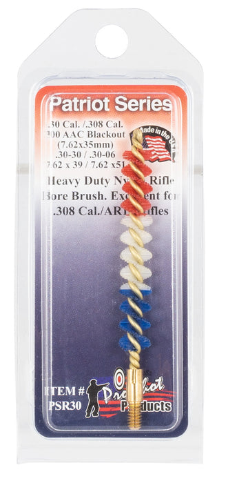 Pro-Shot PSR30 Patriot Series Bore Brush .30/ .308/ .300 Blackout/ 7.62mm Cal Rifle #8-32 Thread Nylon Bristles Brass Core