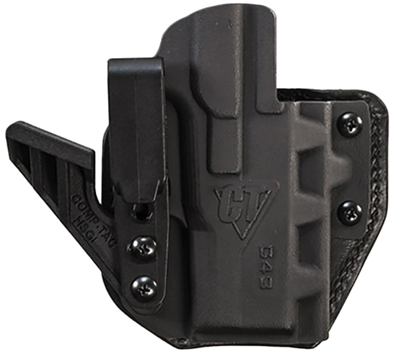 Comp-Tac C852GL297RBKN eV2 Max AIWB Black Kydex/Leather Belt Clip Fits Glock 26 Gen1-5 Right Hand