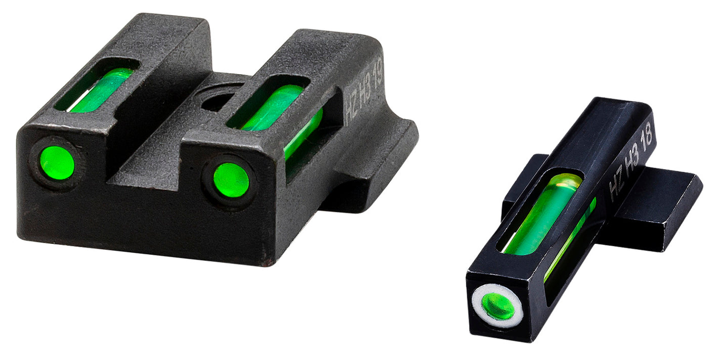 HiViz 9EZN321 LiteWave H3 Sight Set Green/Tritium White Ring Front, Green/Fiber Optic Rear, Black Frame Fits Smith & Wesson M&P 9EZ Shield