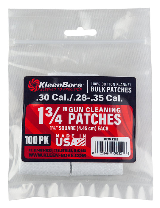 KleenBore P202 Super Shooter  .30/ .28 - .35 Cal 1.75" 100% Cotton Flannel 75 Per Pack