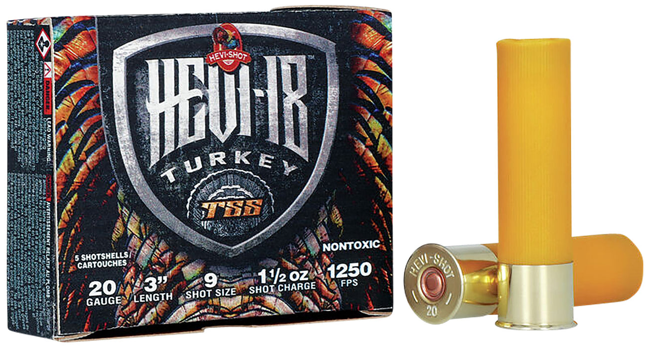 HEVI-Shot HS7009 HEVI-18 Turkey TSS 20 Gauge 3" 1 1/2 oz 1250 fps Tungsten 9 Shot 5 Bx/10 Cs