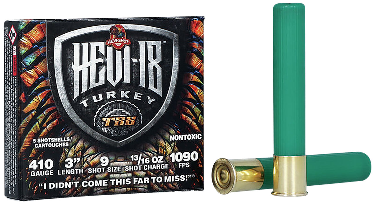 HEVI-Shot HS1009 HEVI-18 Turkey TSS 410 Gauge 3" 13/16 oz 1090 fps Tungsten 9 Shot 5 Bx/10 Cs