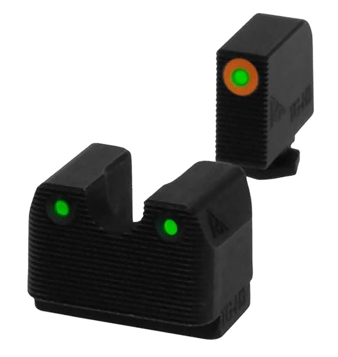 Rival Arms RA4A231G In-Line MOS Night Sights for G17/G19  Black | Green Tritium Orange Ring Front Sight Green Tritium White Ring Rear Sight