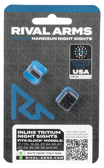 Rival Arms RA4B231G In-Line MOS Night Sights for G17/G19  Black | Green Tritium White Ring Front Sight Green Tritium White Ring Rear Sight