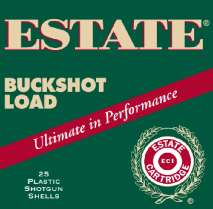 Estate HV12BK25 Hunting Loads Buckshot 12 Gauge 2.75" 9 Pellets 00 Buck Shot 25 Bx/ 10 Cs