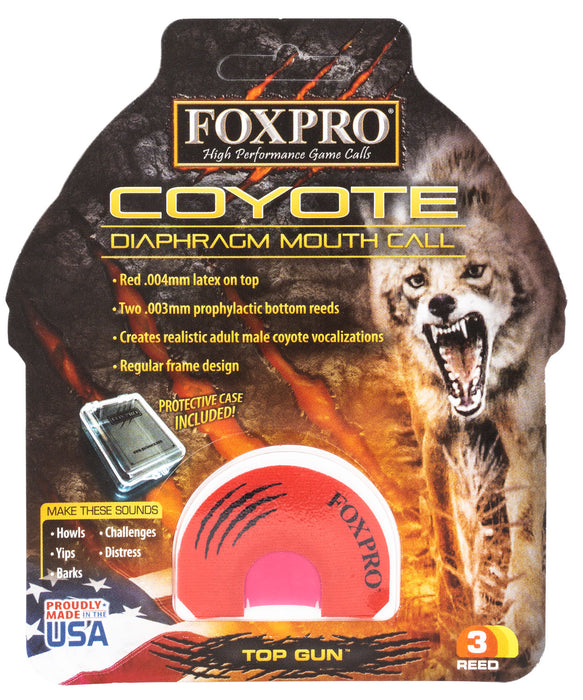 Foxpro TOPGUN Top Gun Howler  Diaphragm Call Triple Reed Sounds Attracts Coyotes Red