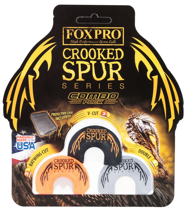 Foxpro CSMCOMBO Crooked Spur Combo Pack Diaphragm Call Double/3.5 Reed Turkey Sounds Attracts Turkeys Black/Orange/White 3 Piece