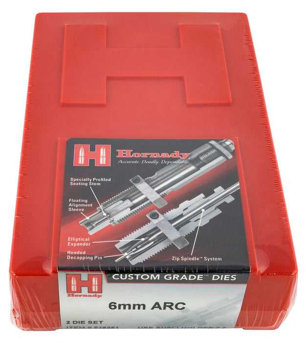 Hornady 546251 Custom Grade Series III 2 Die Set for 6mm ARC Includes Sizing Seater