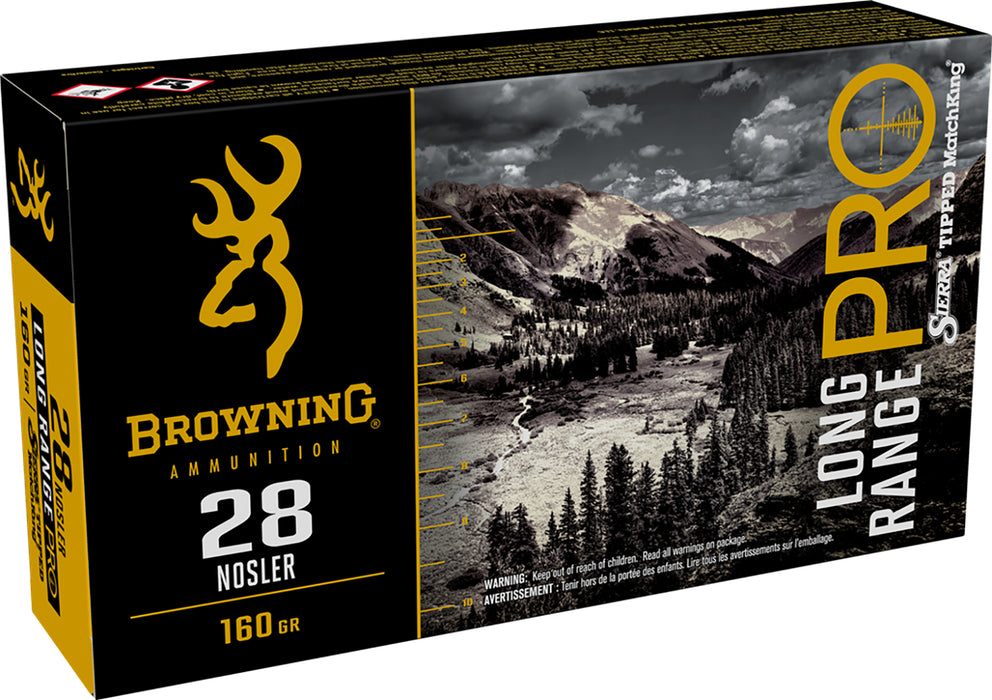 Browning Ammo B192500281 Long Range Pro  28 Nosler 160 gr 3200 fps Sierra MatchKing BTPT 20 Bx/10 Cs