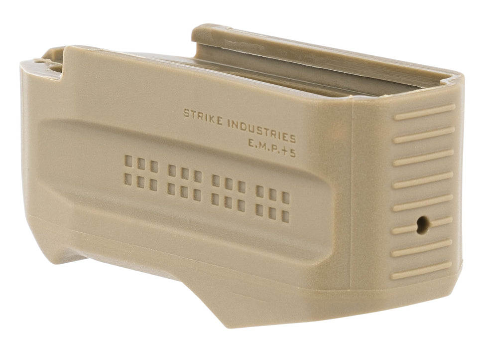 Strike Industries EMP+5FDE Enhanced Magazine Plate  made of Polymer with Flat Dark Earth Finish for Magpul PMAG Gen M3 (Adds 5rds)