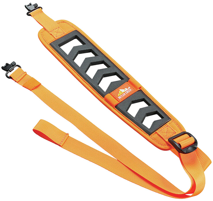 Butler Creek 190036 Featherlight Rifle Sling Blaze Orange Foam 22"-36" OAL 3" Wide Adjustable Design 2 Cartridge Loops & Swivels