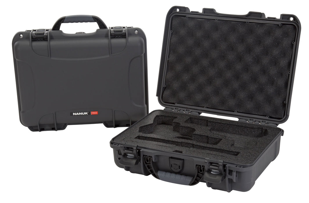 Nanuk 910CLASG7 910 Classic 2 Up Pistol Case Graphite Polymer w/ Latches & Closed-Cell Foam Padding 13.20" L x 9.20" W x 4.10" H Interior Dimensions