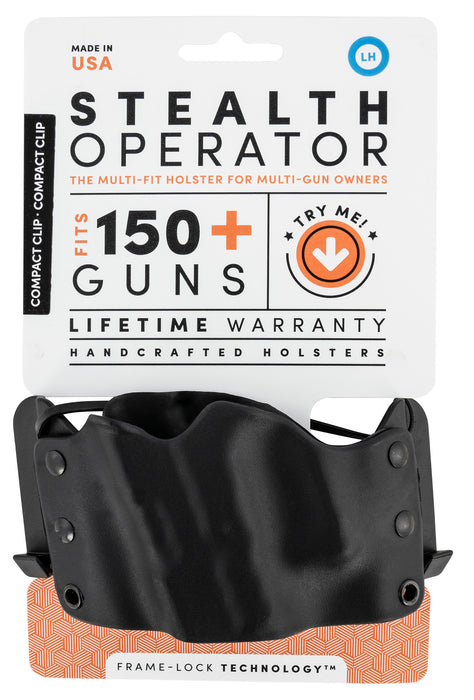 Stealth Operator H60180 Compact Clip Holster OWB Black Polymer Compatible w/Springfield XD, Glock (Except 42), Taurus 24/7 Belt Clip Mount Left Hand