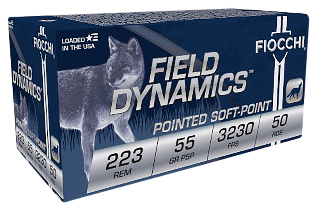 Fiocchi 223B50 Field Dynamics  223 Rem 55 gr 3230 fps Pointed Soft Point (PSP) 50 Bx/10 Cs