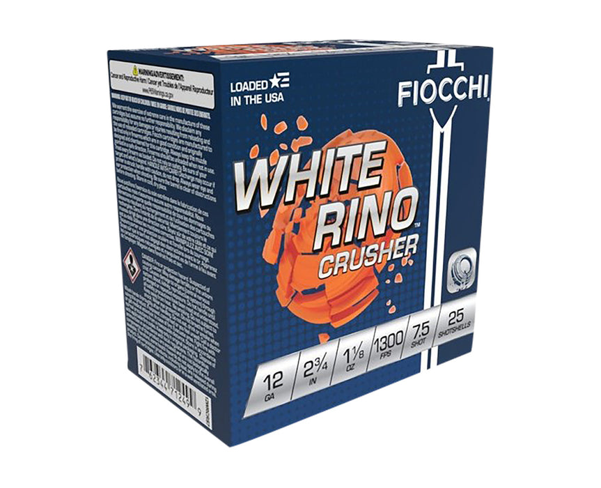 Fiocchi 12WRCRS7 Exacta Target White Rino Crusher 12 Gauge 2.75" 1 1/8 oz 1250 fps 7 Shot 25 Bx/10 Cs