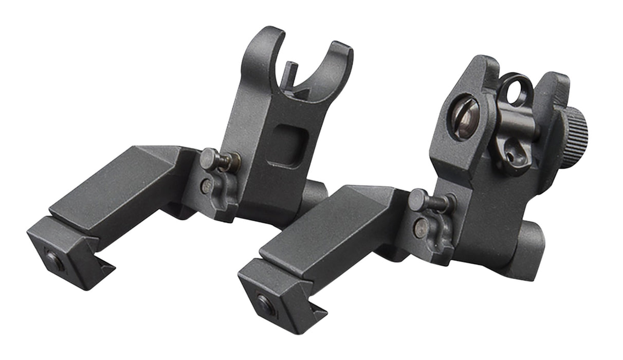 Aim Sports MT45FS AR Low Profile 45 Degree Flip-Up Sight Set  Black Anodized 45 Degree Low Profile for AR-15