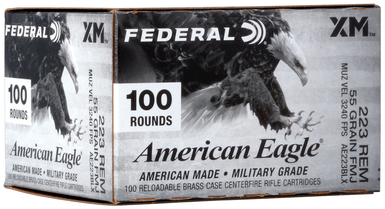 Federal AE223BLX American Eagle  223 Rem 55 gr 3240 fps Full Metal Jacket Boat-Tail (FMJBT) 100 Bx/5 Cs