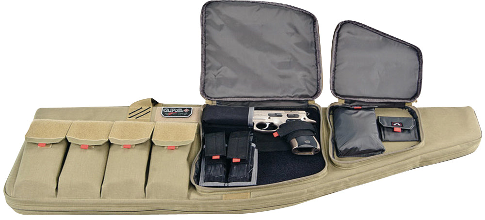 GPS Bags T42ART Tactical AR Case 42" Tan 1000D Nylon with Mag & Storage Pockets, Lockable Zippers, External Handgun Pocket & Visual ID Storage System