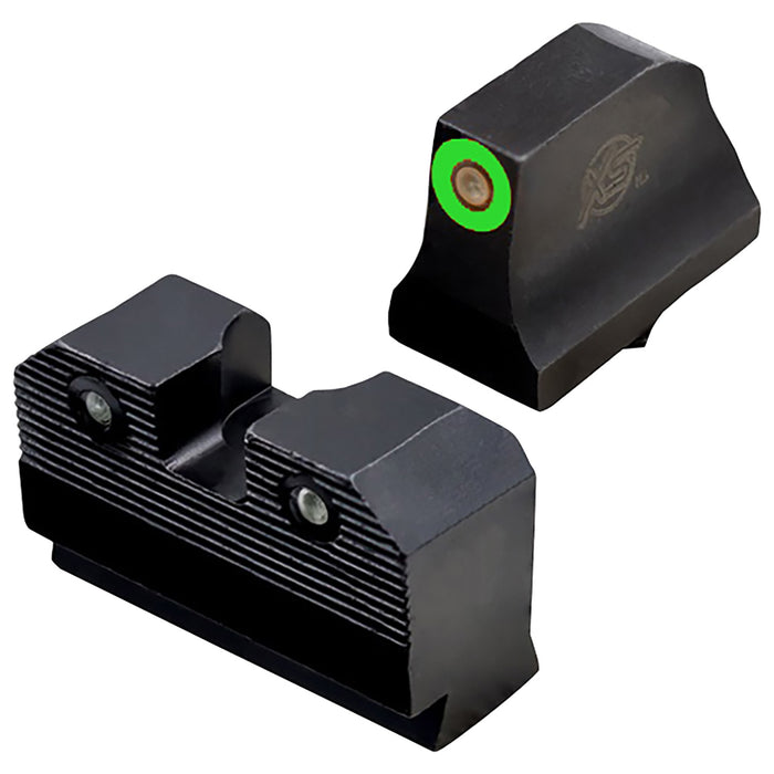 XS Sights GLR021P6G R3D  Night Sights fits Glock  Black | Green Tritium Green Outline Front Sight Green Tritium  Rear Sight