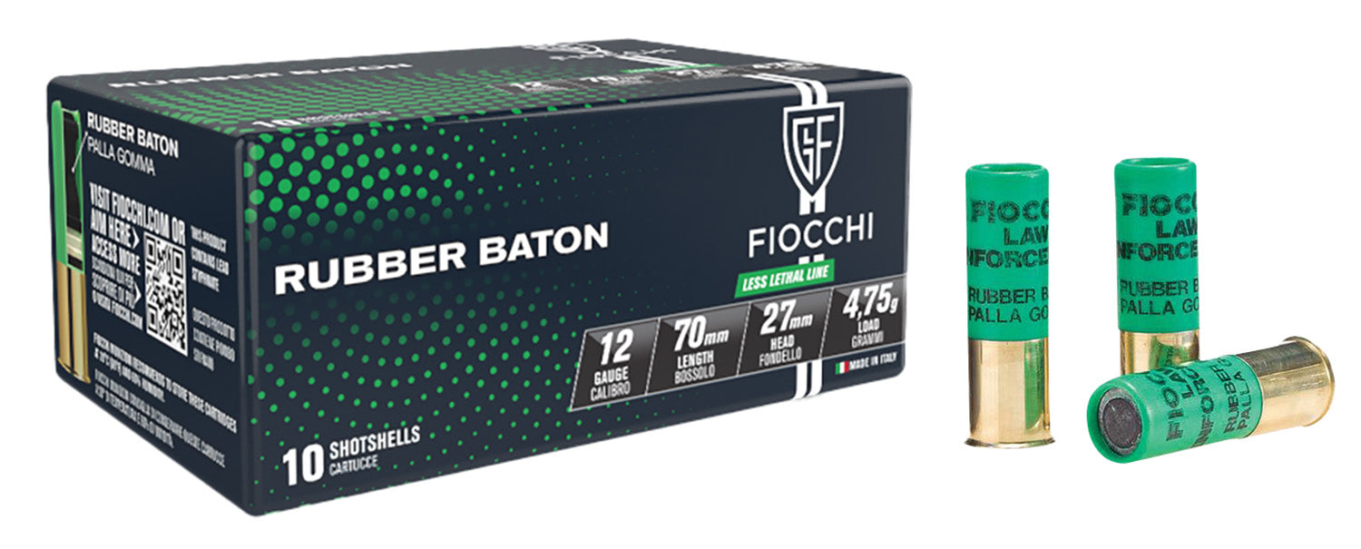 Fiocchi 12LEBA10 Rubber Baton  12 Gauge 2.75" 1 oz 740 fps Slug Shot 10 Bx/25 Cs