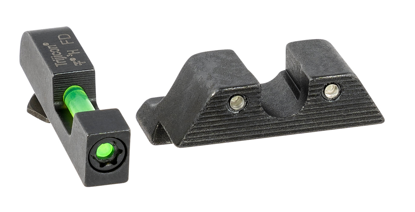 Trijicon 601102 DI Night Sight Set- Glock Standard Frame  Black | Green Tritium/Fiber Optic Front Sight Black Outline Front Sight Green Tritium Black Outline Rear Sight