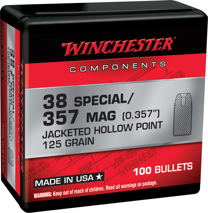 Winchester Ammo WB38HP125X Centerfire Handgun Reloading 38 Special .357 125 gr Jacket Hollow Point 100 Per Box/ 10 Case