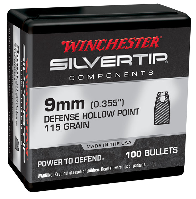Winchester Ammo WB9ST115X Centerfire Handgun Reloading 9mm .355 115 gr Silvertip Hollow Point 100 Per Box/ 10 Case
