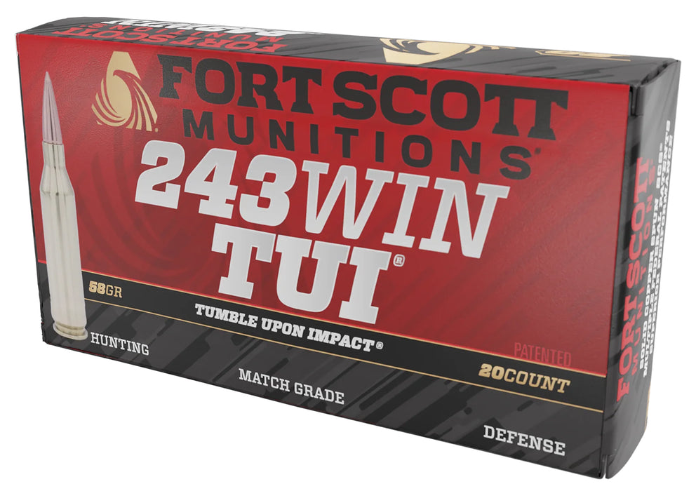 Fort Scott Munitions 243058SCV Tumble Upon Impact (TUI)  243 Win 58 gr 3870 fps Solid Copper Spun (SCS) 20 Bx/10 Cs