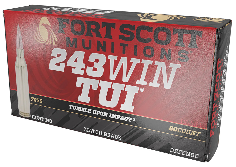 Fort Scott Munitions 243070SCV Tumble Upon Impact (TUI)  243 Win 70 gr 3590 fps Solid Copper Spun (SCS) 20 Bx/10 Cs