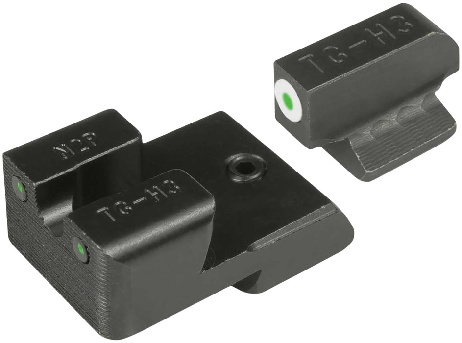 TruGlo TGTG231N4W Tritium Pro  Green Tritium Front & Rear/ Black Nitride Fortress Frame, Fits 1911 3" Officer & 4.25", Front Sight Dovetail/Rear Sight Dovetail Mount