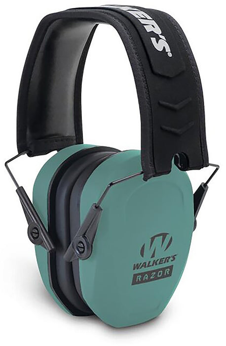 Walker's GWPRSMPASTL Razor Slim Passive Muff 27 dB Over the Head Teal/Black Polymer