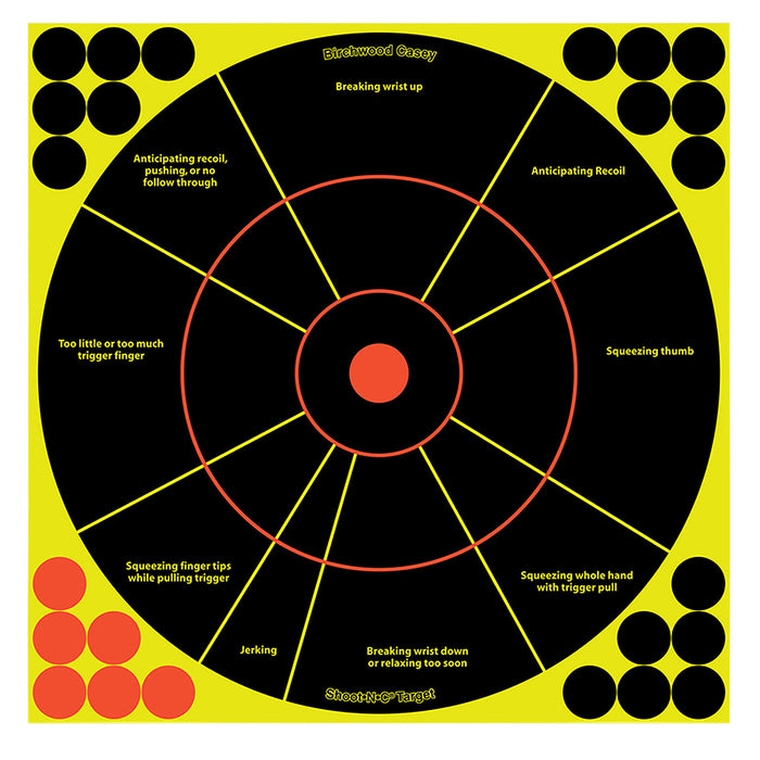 Birchwood Casey 34075 Shoot-N-C Reactive Target Bullseye Adhesive Paper Target 12" 50 Per Pkg