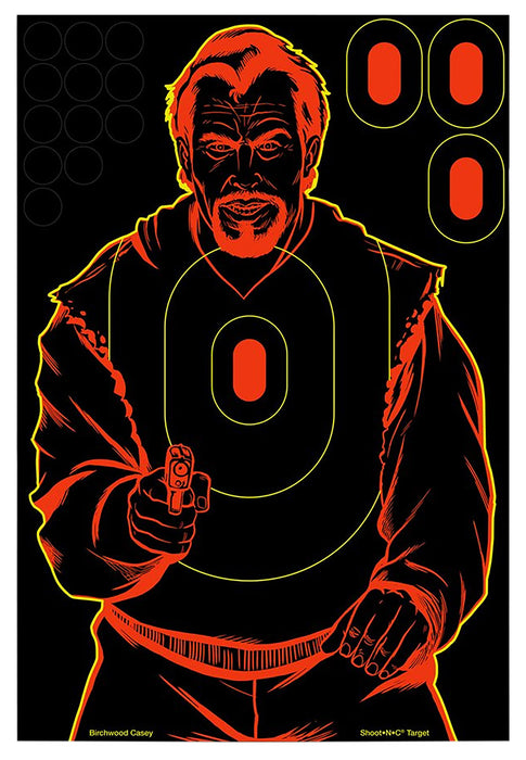 Birchwood Casey 34647 Shoot-N-C Reactive Target Bad Guy Silhouette Adhesive Paper Target 12" x 18" 12 Per Pkg