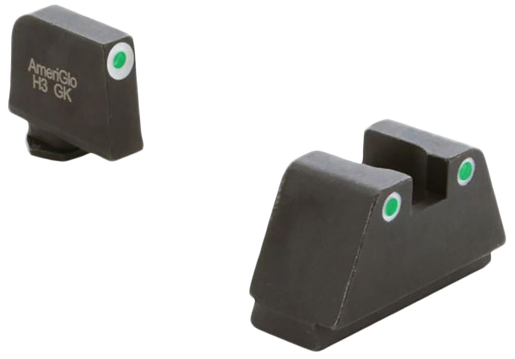 AmeriGlo GL330 Optic Compatible Sight Set for Glock  Black | 2XL Classic Tall Green Tritium with White Outline Front Sight 2XL Classic  Tall  Green Tritium with White Outline Rear Sight