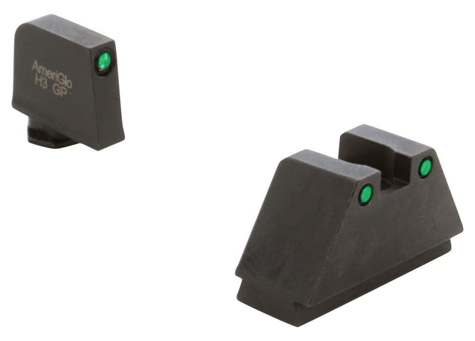 AmeriGlo GL815 Optic Compatible Sight Set for Glock  Black | 3XL Tall Green Tritium with Black Outline Front Sight 3XL  Tall  Green Tritium with Black Outline Rear Sight