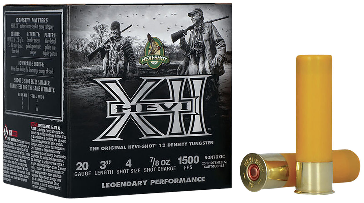 HEVI-Shot HS52204 HEVI-XII Waterfowl 20 Gauge 3" 7/8 oz 1500 fps Tungsten 4 Shot 25 Bx/10 Cs