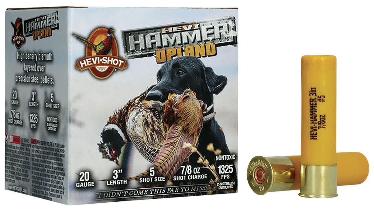 HEVI-Shot HS29225 HEVI-Hammer Upland 20 Gauge 3" 7/8 oz 1325 fps Steel, Bismuth 5 Shot 25 Bx/10 Cs