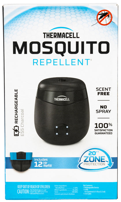 Thermacell E55X E-Series Rechargeable Repeller Charcoal Gray Effective 20 ft Odorless Scent Repels Mosquito Effective Up to 12 hrs